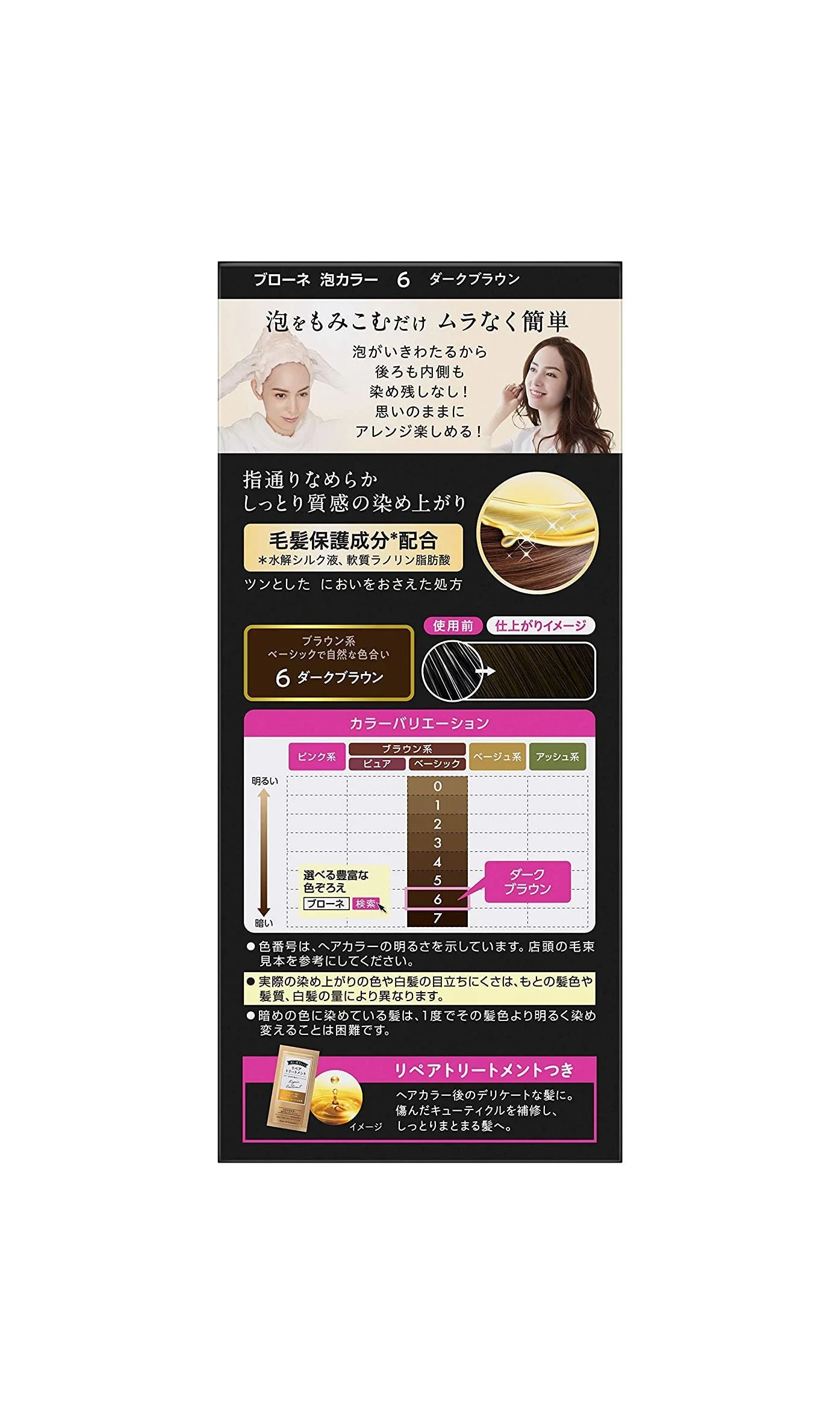日本花王BLAUNE 泡沫染髮劑#6 深棕色：圖片 4